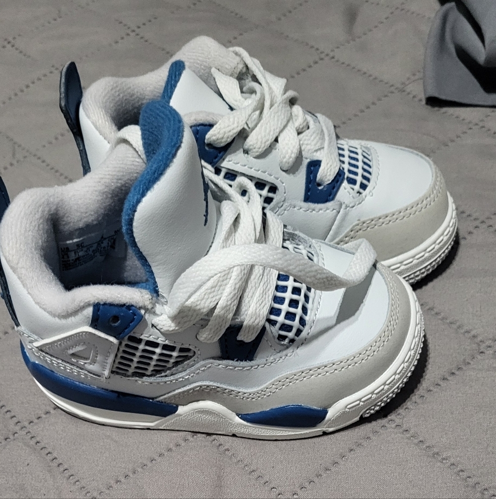 Jordan Kids White and Blue Sneakers